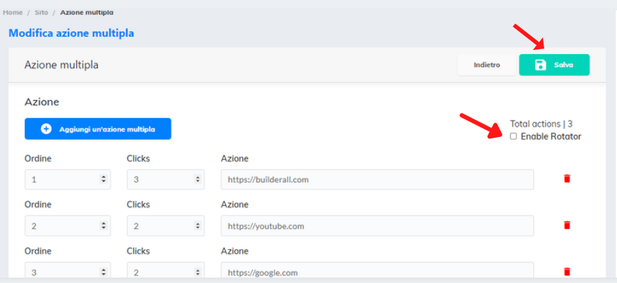 Azioni multiple su un solo pulsante – Builderall Knowledgebase.